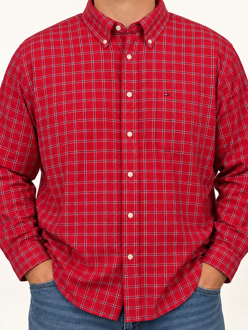 Tommy Hilfiger Red Plaid Checkered XXL Long Sleeve Button-Down Shirt
